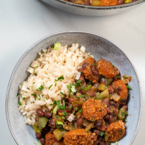 Closeup of a portion of Red Beans and Rice.