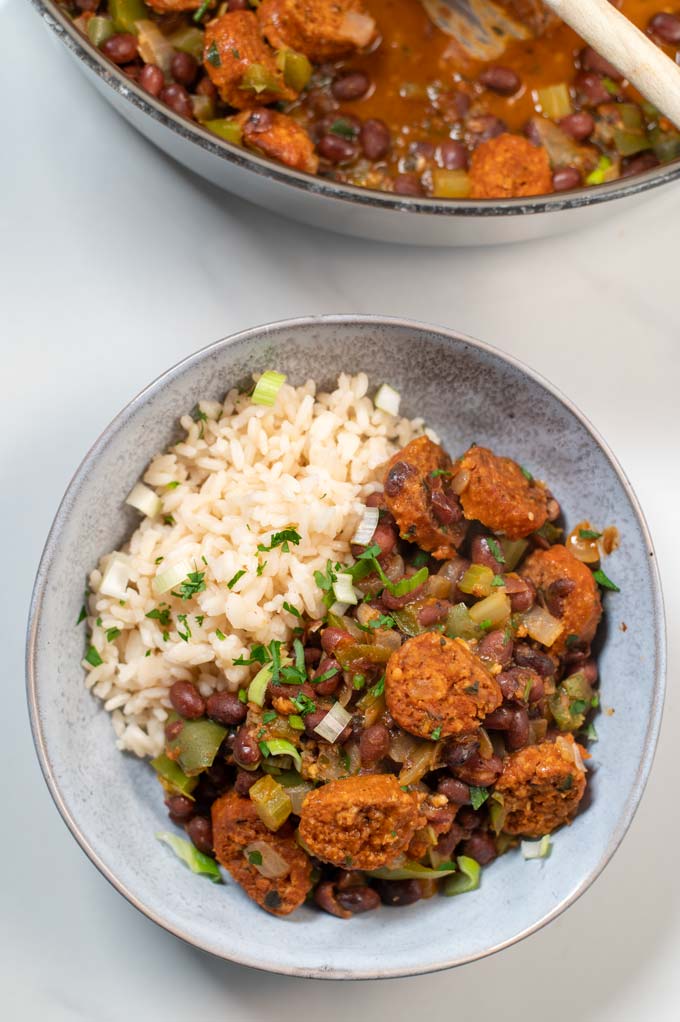 Closeup of a portion of Red Beans and Rice.