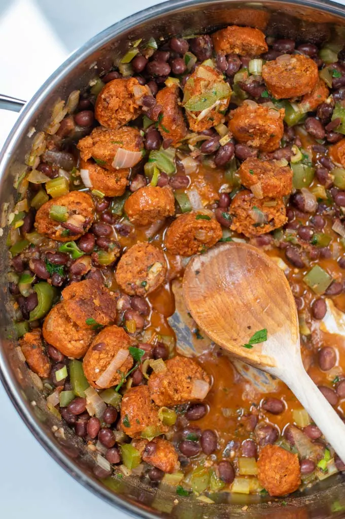 Closeup of a pot with the Red Beans.