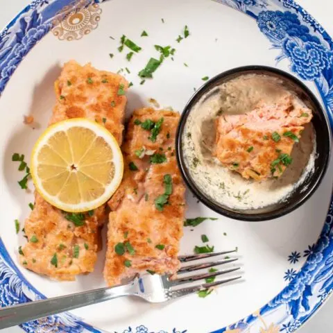 Closeup of a portion of Pan Seared Salmon.