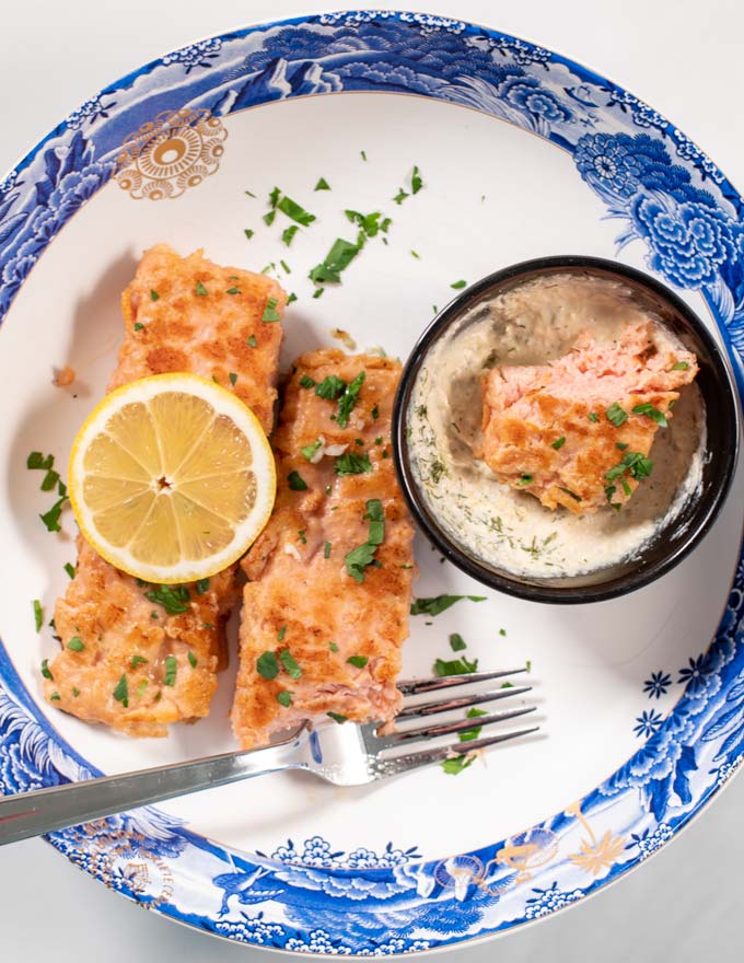 Closeup of a portion of Pan Seared Salmon.