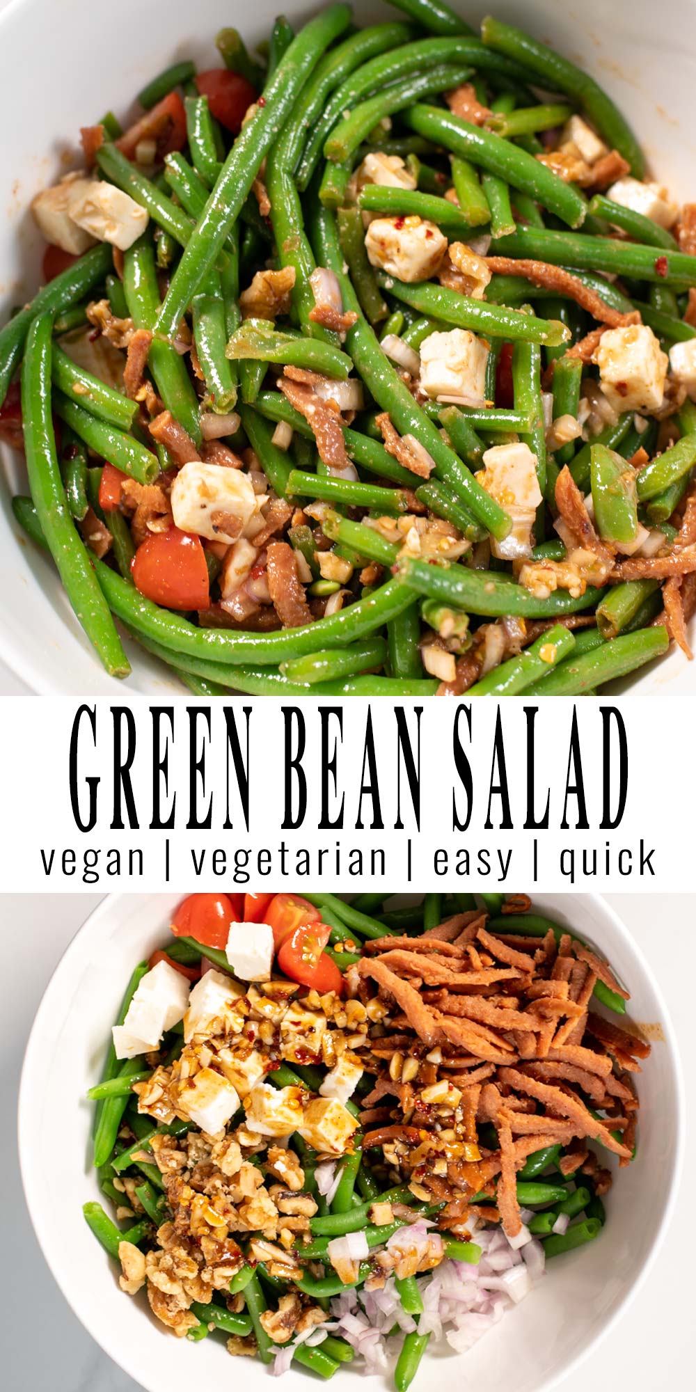 Collage of two photos of Green Bean Salad with recipe title text.