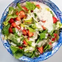 Serving of a salad with Poppy Seed Dressing.
