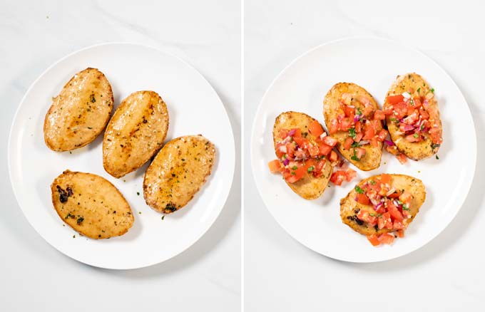 Step by step pictures showing hoe Bruschetta Chicken is made.