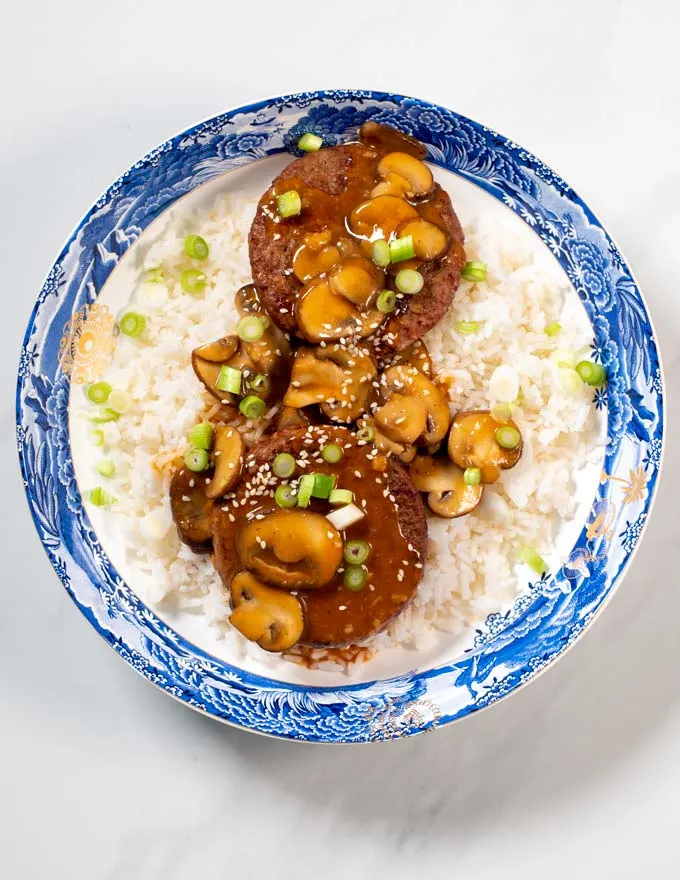 Top view on a large portion of Loco Moco.