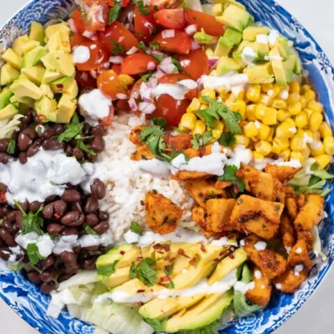 Closeup of Burrito Bowl.