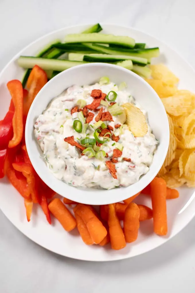 Cream Cheese Dip is best served with cut vegetables.