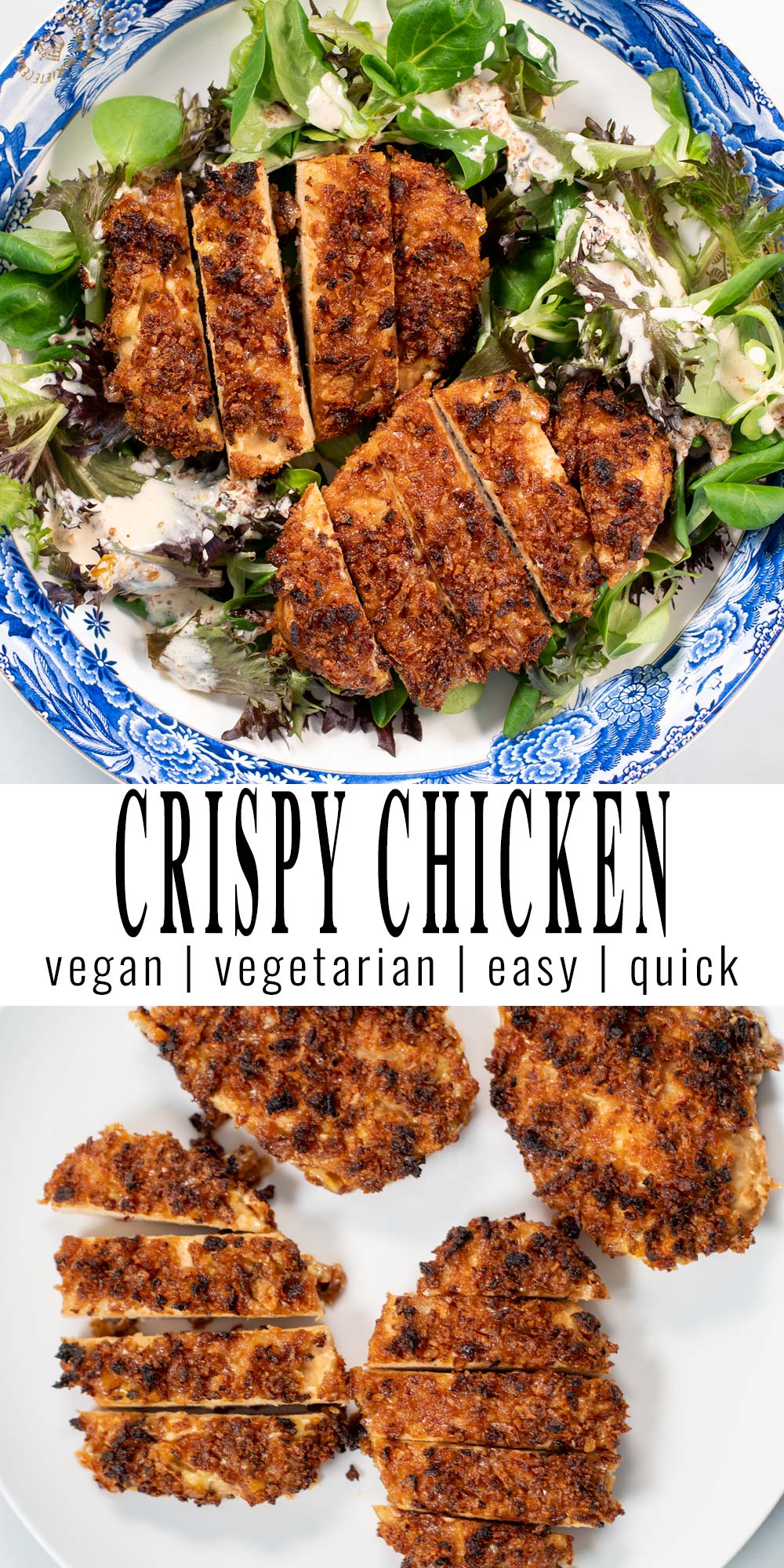 Collage of two photos of Crispy Chicken with recipe title text.
