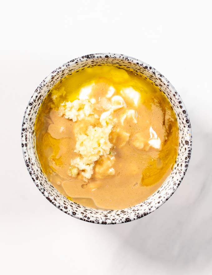 Mixing bowl with all liquid ingredients.