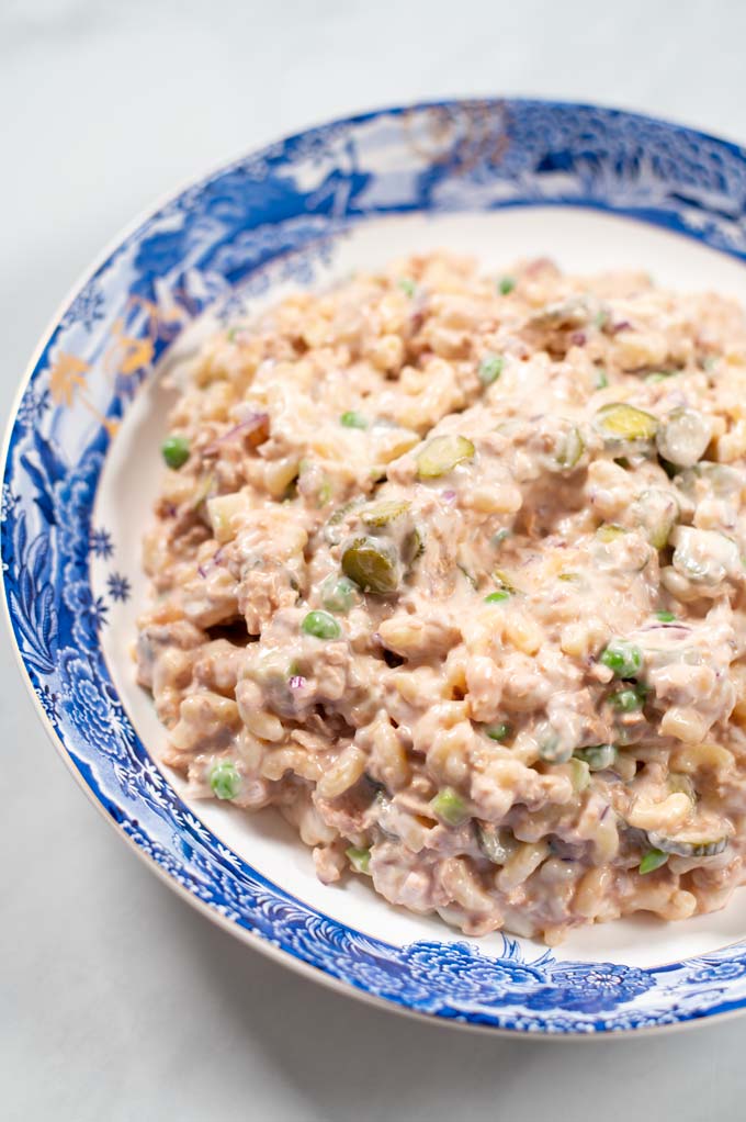 Plate with a serving of the easy Tuna Salad.