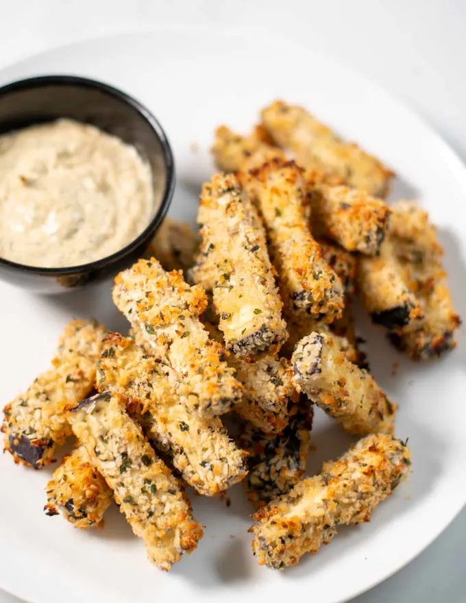 Closeup of a portion of Eggplant Fries.