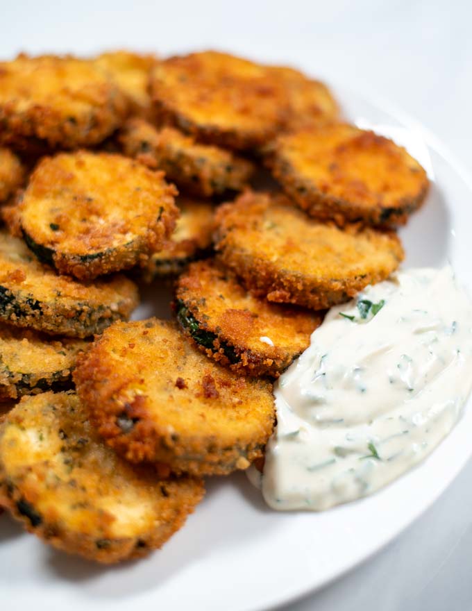 Closeup of Fried Zucchini on a plate.