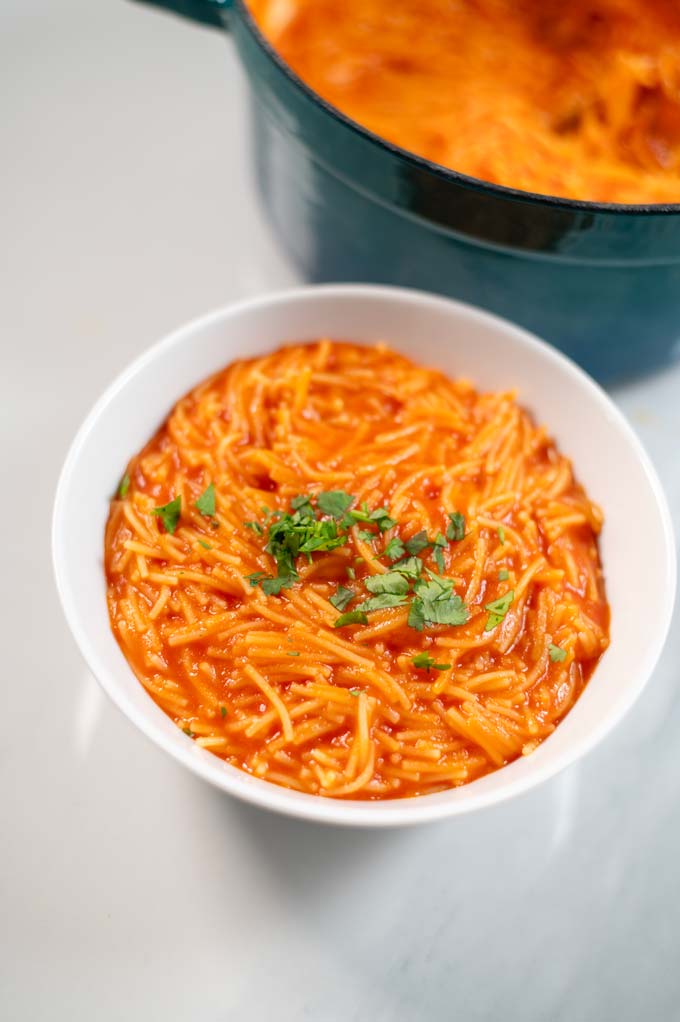 Closeup to a portion of Sopa de Fideo.