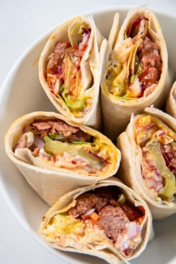 Closeup on open Burger Wraps.