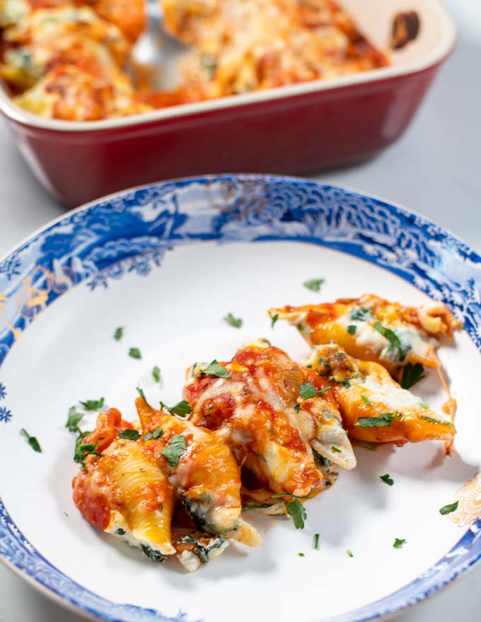 A serving of Stuffed Shells.