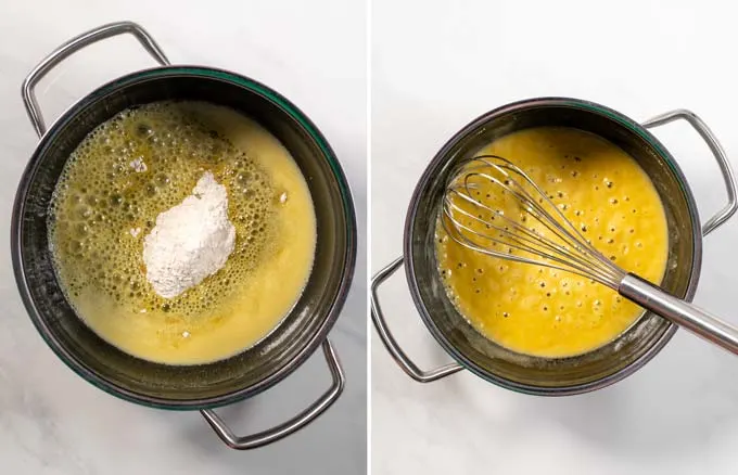 Step-by-step picture showing how to make roux.