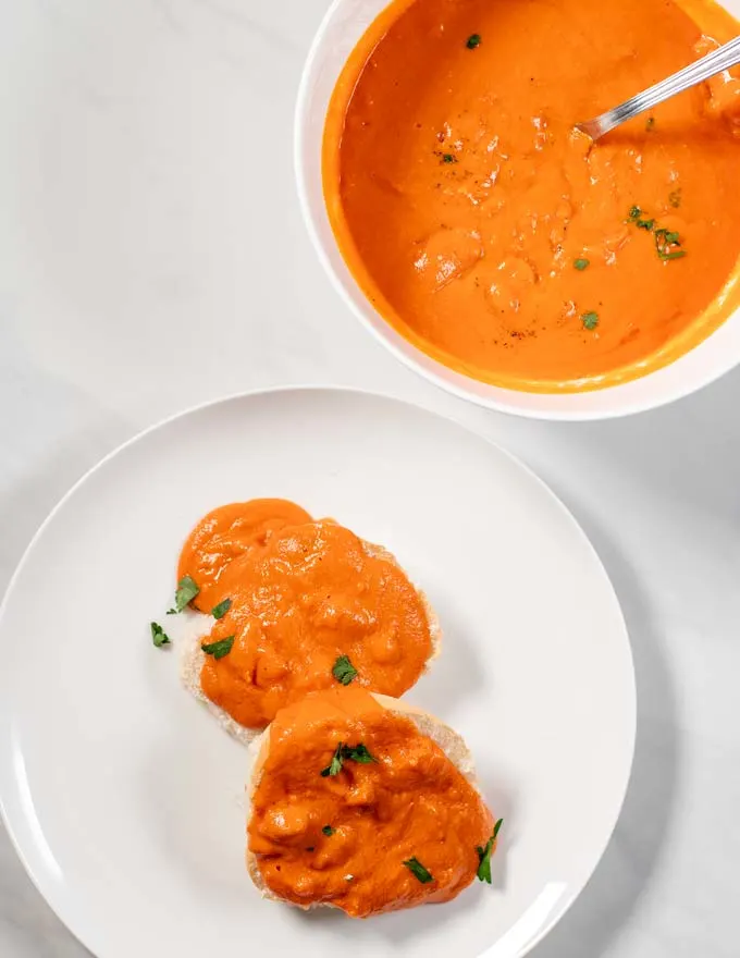 Top view on a portion of biscuits served with Tomato Gravy.