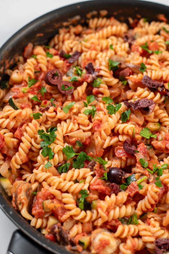 Veggie Pasta in a pan.