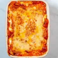 Baked Cheese Lasagna as coming out of the oven.