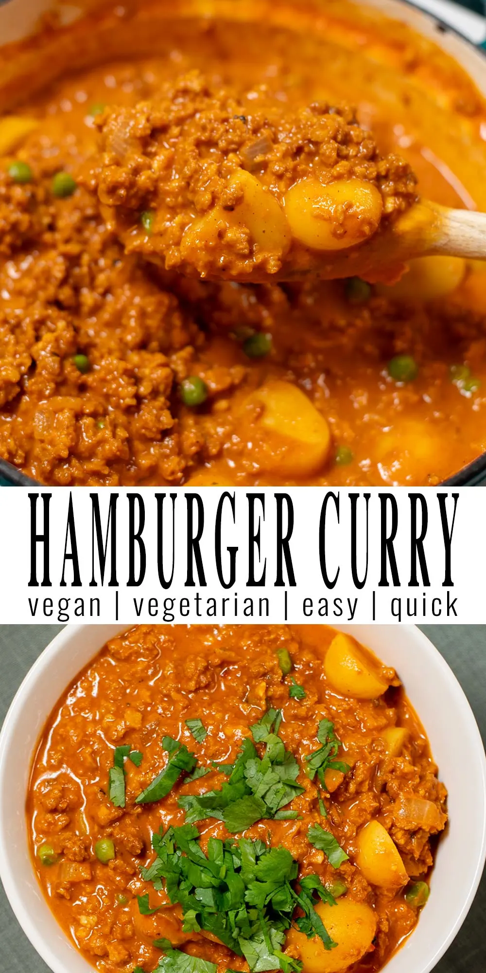 Collage of two photos of Hawaiian Hamburger Curry with recipe title text.