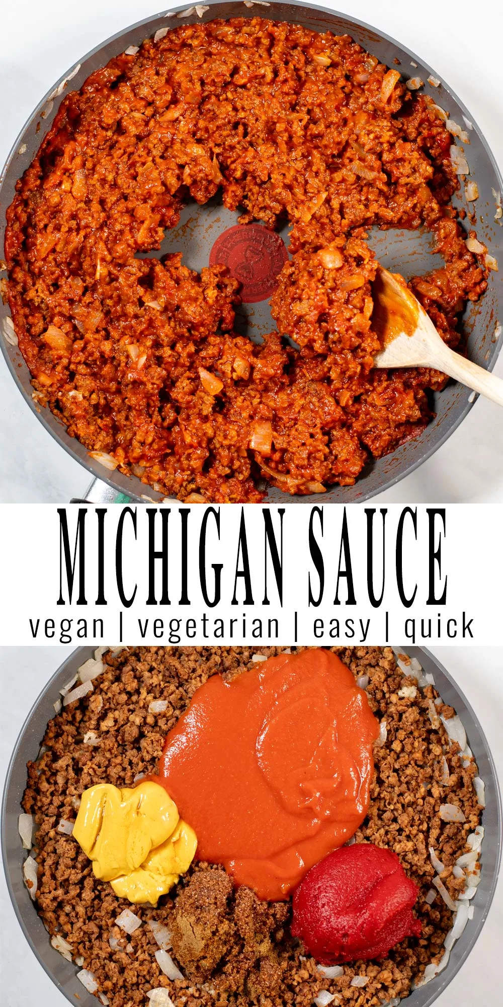 Collage of two pictures of Michigan Sauce with recipe title text.