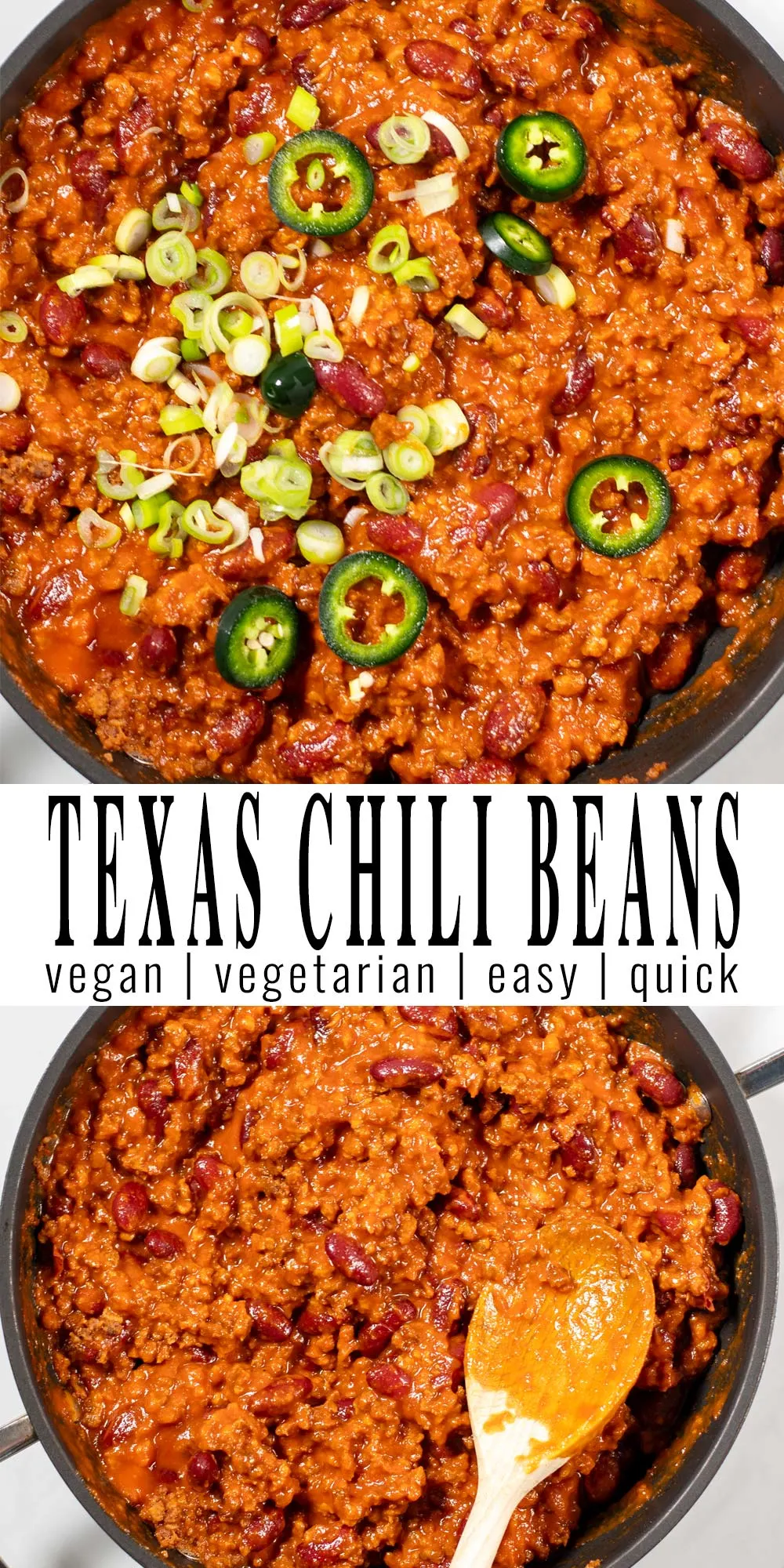 Collage of two pictures of Texas Chili Beans with recipe title text.
