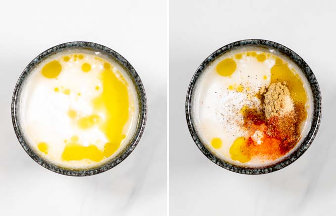 Side-by-side view of making the Southwestern Salad Dressing.