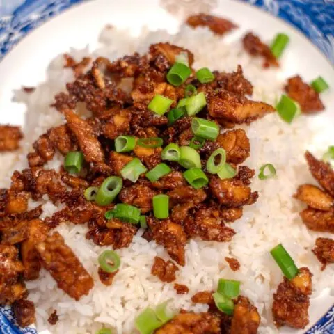 Closeup view of a protion of Cajun Sticky Chicken.