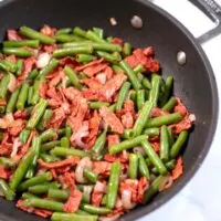 Closeup of Green Beans with Bacon.