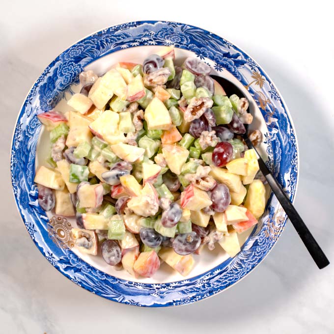 Large serving of the Waldorf Salad with Grapes.