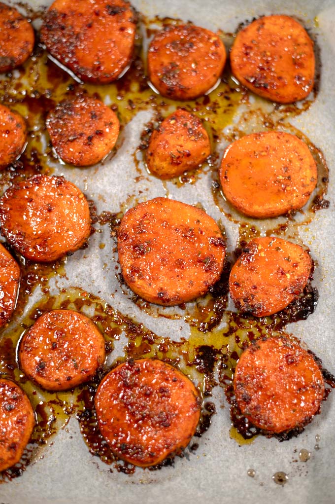 Oven baked Jamaican Sweet Potatoes.