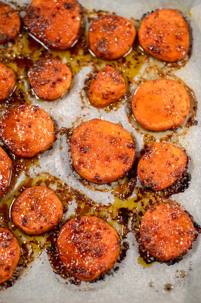 Oven baked Jamaican Sweet Potatoes.