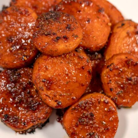 Closeup on a pile of Jamaican Sweet Potatoes.