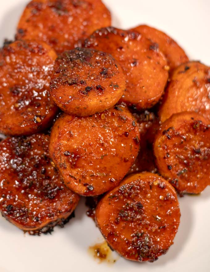 Closeup on a pile of Jamaican Sweet Potatoes.