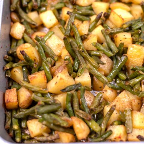 Closeup of Potatoes and Green Beans.