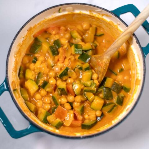 Ready Zucchini Curry in a large saucepan.