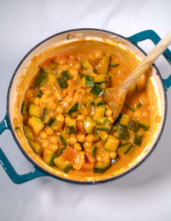 Ready Zucchini Curry in a large saucepan.