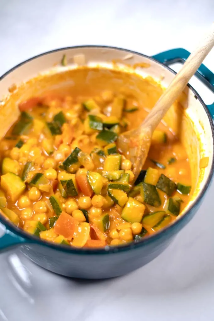 Closeup of Zucchini Curry.