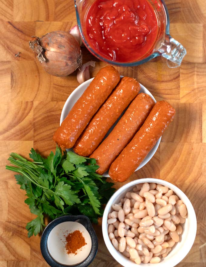Ingredients needed to make Chorizo Casserole.