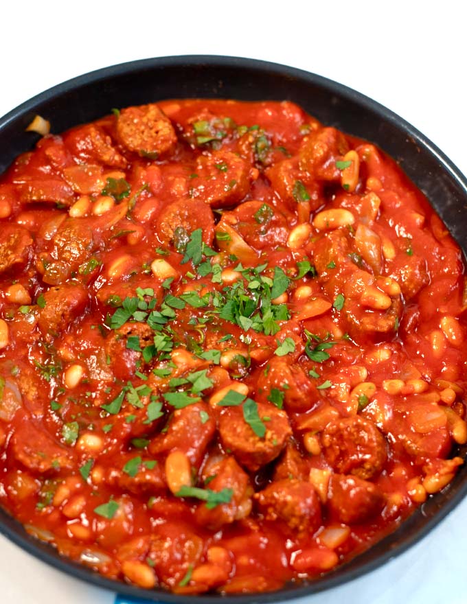 A closeup of Chorizo Casserole.