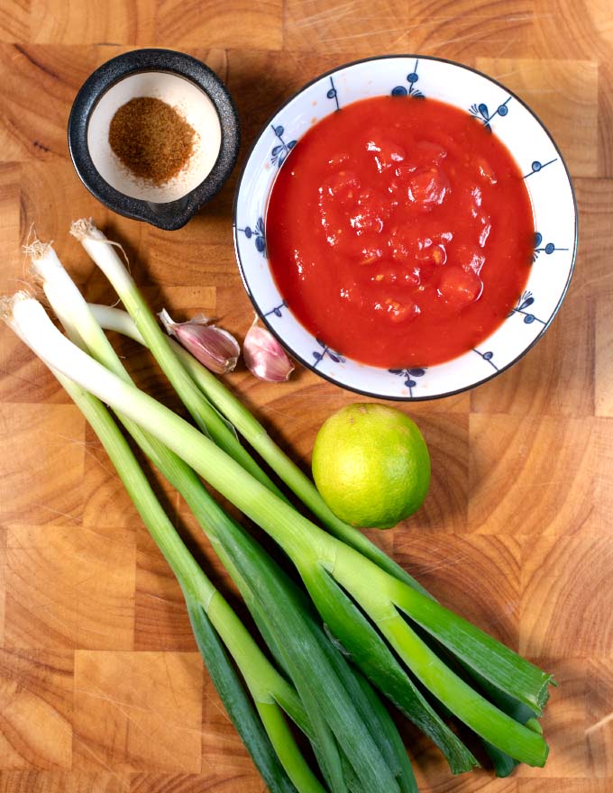 Collected ingredients for making Empanada Sauce.