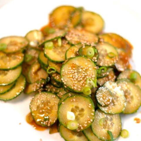 A serving of Spicy Korean Cucumber.