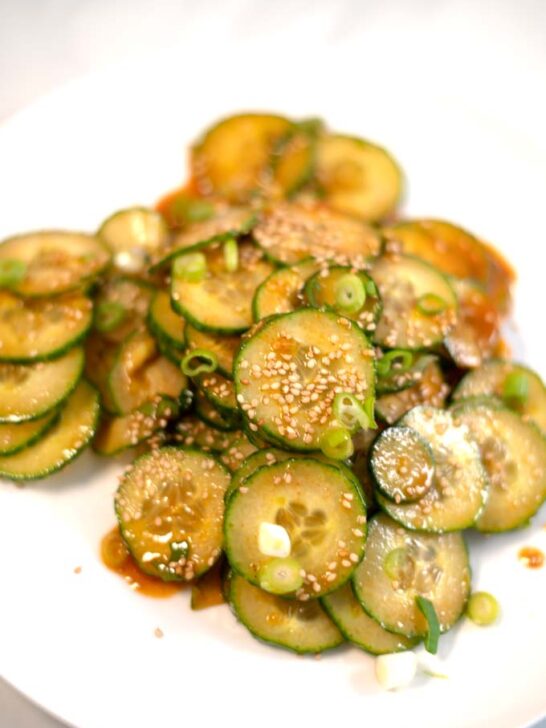 A serving of Spicy Korean Cucumber.