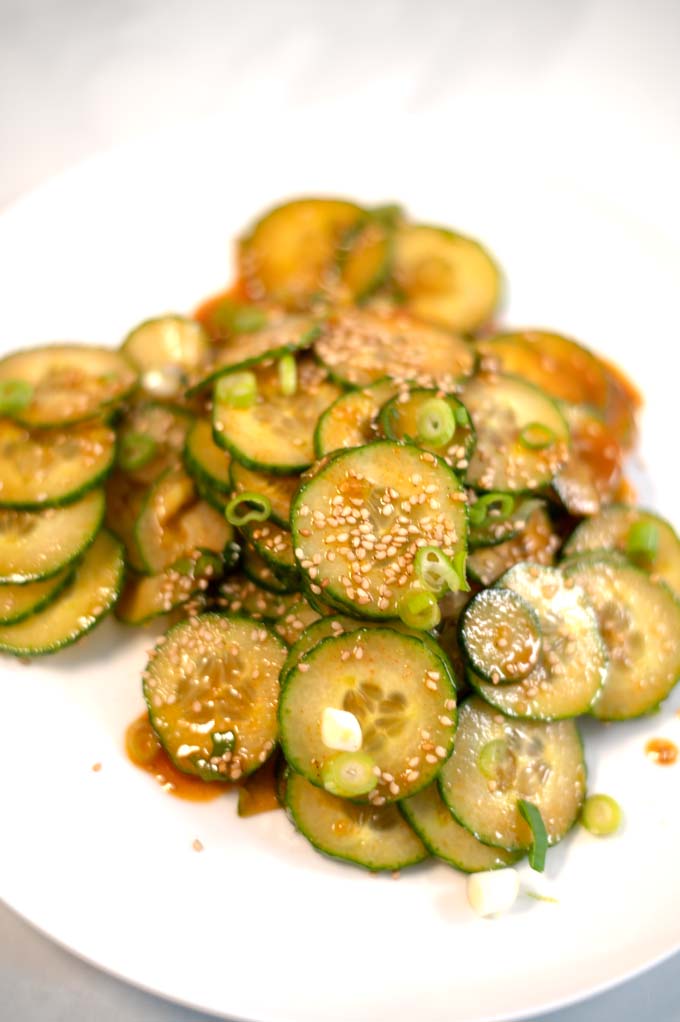 A serving of Spicy Korean Cucumber.