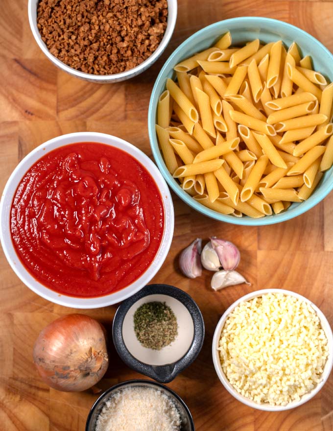 Ingredients needed to make Lasagna Casserole.
