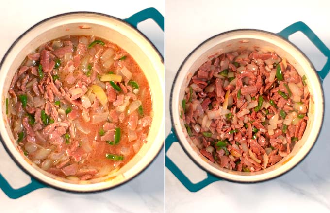 Step-by-step photos showing making of black-eyed peas.