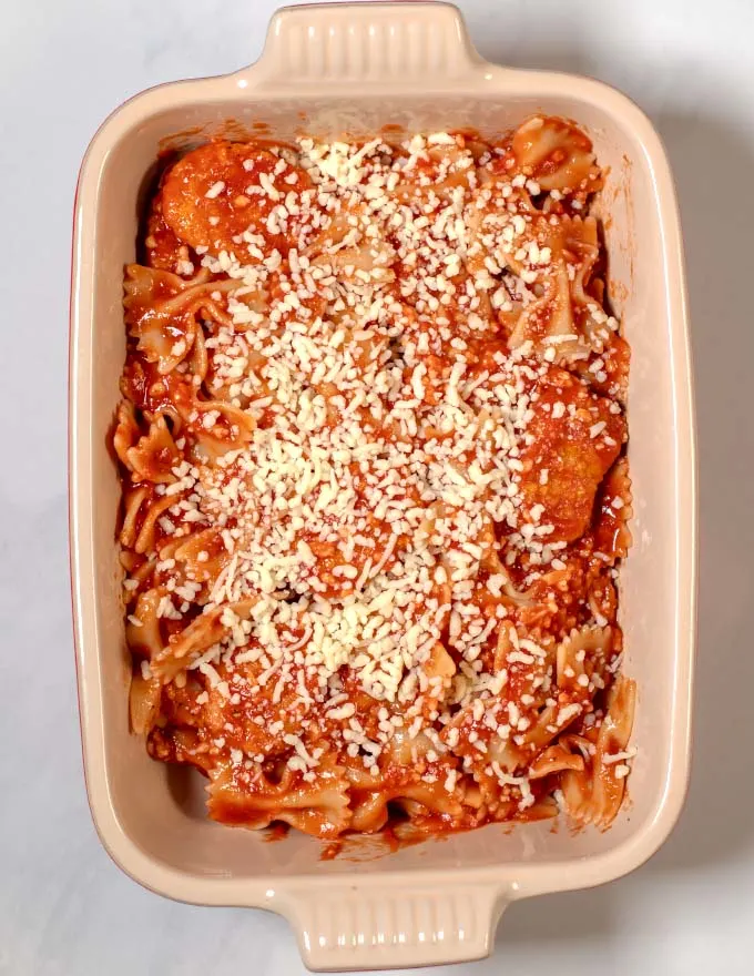 Chicken Nugget Casserole before baking in the oven.