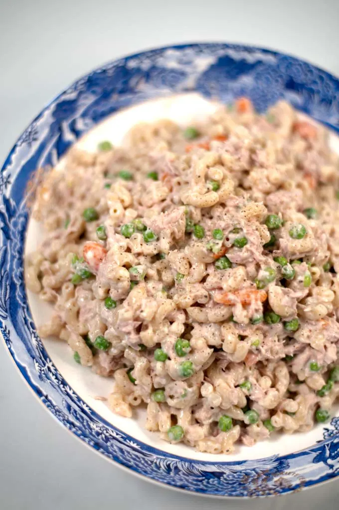 Cold Tuna Noodle Casserole close-up.