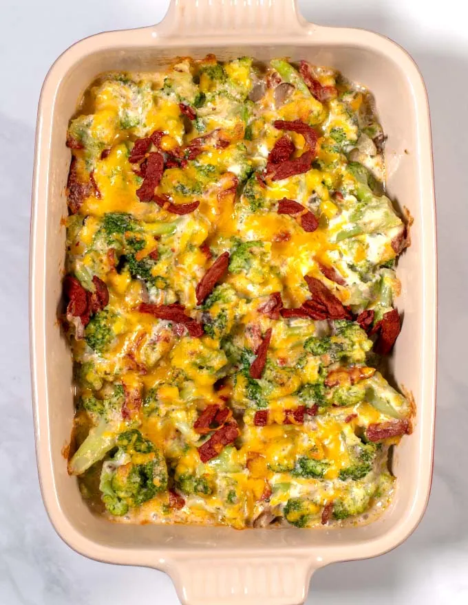 Leftover Broccoli Casserole after baking in the oven.