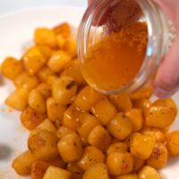 Closeup of poured sauce.